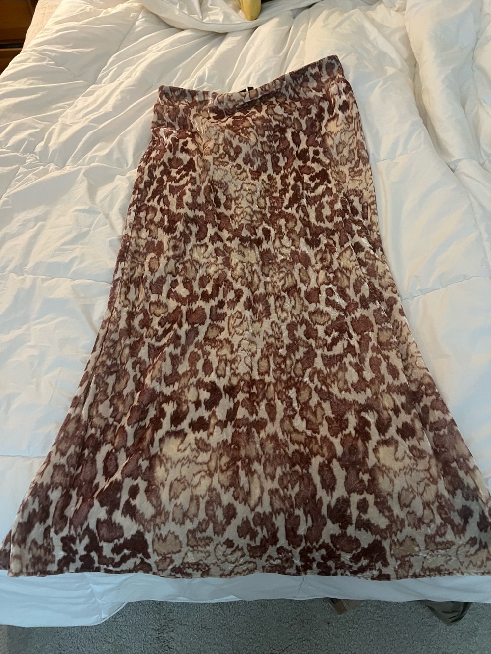 Anthropologie Brown and Cream Animal-Print Maxi Skirt
